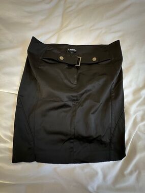 bebe Black Belted High-Rise Pencil Skirt